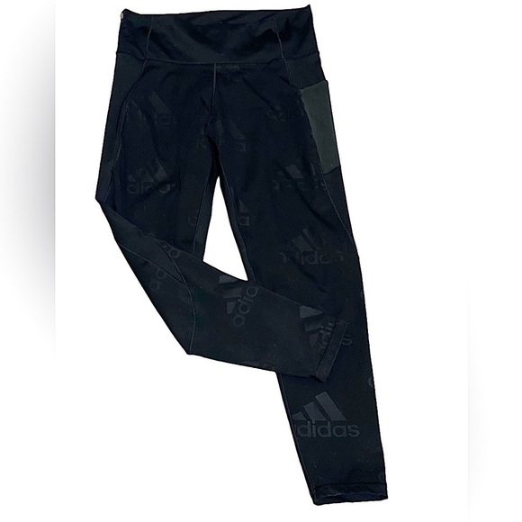 Adidas Women’s Believe This 2.0 Black Signature Printed Leggings Large Dark Goth - Picture 5 of 16